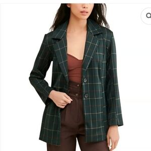 Avec Les Filles Dark Green Checkered Blazer